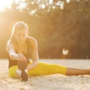 Woman stretching after workout