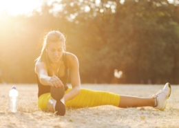 Woman stretching after workout
